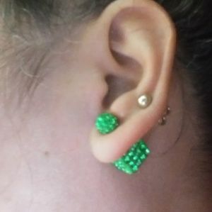 Double sided green earrings.